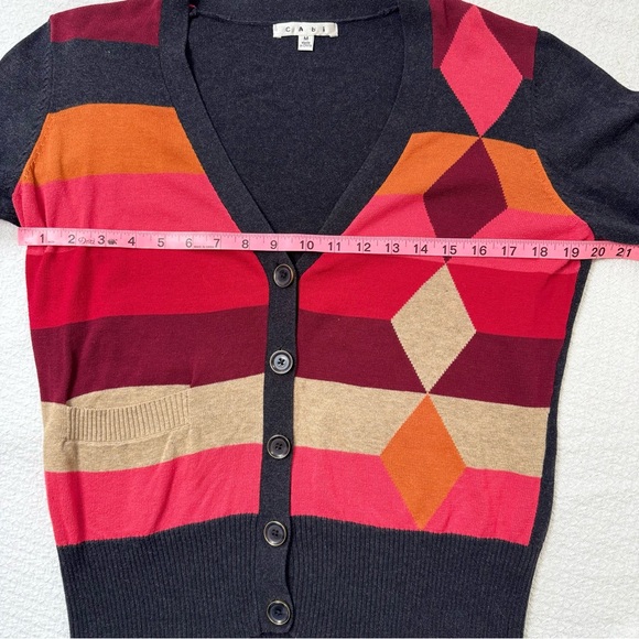 CAbi Geometric Cardigan Multicolored Size Medium Casual Fit Sweater - Picture 5 of 7